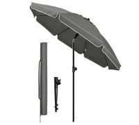 VOUNOT® Parasol de jardin inclinable 2M avec ancrage au sol - Rotatif 360° - Hauteur réglable - Parasol de plage UV 50+ Gris