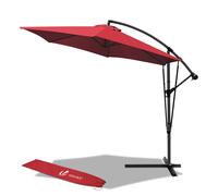 Vounot Parasol déporté hexagonal 3 m – Manivelle anti-retour, Toile 180 g/m² anti-UV, Rouge