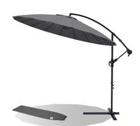 vounot® Parasol Déporté de Jardin 3M avec Manivelle Anti-Retour 18 Baleines en Fibre de Verre Parasol Inclinable Toile avec Protection UV Inclus Housse de Protection Gris