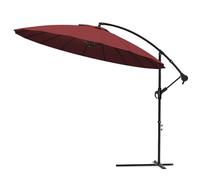 vounot® Parasol Déporté de Jardin 3M avec Manivelle Anti-Retour 18 Baleines en Fibre de Verre Parasol Inclinable Toile avec Protection UV Inclus Housse de Protection Rouge Foncé