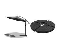 vounot parasol déporté hexagonale 3M avec Manivelle Anti-Retour inclinable Toile 180 gr/m2 & Dalle Lestage Base de Parasol en HDPE 4pcs à Remplir Protection UV