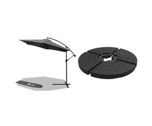 vounot parasol déporté hexagonale 3M avec Manivelle Anti-Retour inclinable Toile 180 gr/m2 & Dalle Lestage Base de Parasol en HDPE 4pcs à Remplir Protection UV