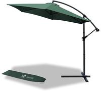 vounot® Parasol déporté hexagonale 3M avec Manivelle Anti-Retour Parasol déporté inclinable Toile 180 GR/m2 avec Protection UV Hauteur 235cm 6 Baleines en Acier Inclus Housse de Protection Vert Foncé