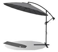 vounot® Parasol Déporté de Jardin 3M avec Manivelle Anti-Retour 18 Baleines en Fibre de Verre Parasol Inclinable Toile avec Protection UV Inclus Housse de Protection Gris
