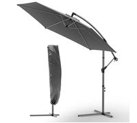 VOUNOT® Parasol déporté inclinable 3M Gris - Rotatif 360° - Inclinaison réglable - Manivelle anti-retour - Housse de protection