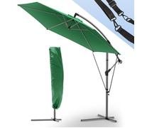 VOUNOT® Parasol déporté inclinable avec sangle de fixation 3M Vert - Rotatif 360° - Inclinaison réglable - Housse de protection