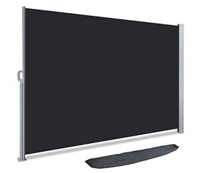 VOUNOT® Paravent extérieur avec Housse de Protection - 180x300 cm |Auvent rétractable 1m80x3m | Brise Vue rétractable pour Jardin, Balcon, terrasse | Store latéral Vertical Noir Anthracite