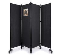 vounot® Paravent Séparateur de Pièce 4 Panneaux avec roulettes Cloison de Séparation Autoportant Pliable Brise Vue pour Plus d’Intimité Salon Chambre Bureau 228 x 30 x 171 cm Anthracite