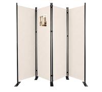 vounot® Paravent Séparateur de Pièce 4 Panneaux Cloison de Séparation Autoportant Pliable Brise Vue pour Plus d’Intimité Salon Chambre Bureau 228 x 30 x 164 cm Beige