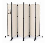 vounot® Paravent Séparateur de Pièce 6 Panneaux avec roulettes Cloison de Séparation Autoportant Pliable Brise Vue pour Plus d’Intimité Salon Chambre Bureau 340 x 30 x 171 cm Beige