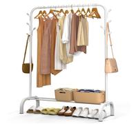 VOUNOT® Portant à Vêtements avec Étagères à Chaussures et 8 Crochets Latéraux - Métal - 110x41x150cm - Blanc