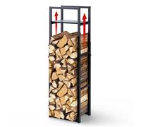 VOUNOT® Porte bûche vertical télescopique avec étagère 45x32x170cm - métal - range bûche pour cheminée - noir