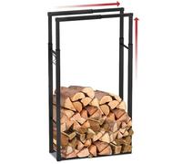 VOUNOT® Porte-bûches télescopique pour cheminée - Support de stockage de bois avec 4 crochets - Largeur et hauteur ajustables -