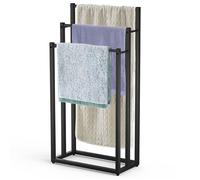 VOUNOT® Porte-Serviettes autoportant sur Pied Support à 3 Niveaux en Métal Rangement Stable pour Serviettes de Bain et Accessoires Idéal à Côté de la Douche Baignoire ou Lavabo Noir