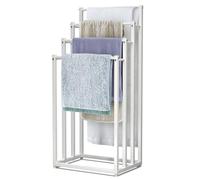 VOUNOT® Porte-Serviettes autoportant sur Pied Support à 4 Niveaux en Métal Rangement Stable pour Serviettes de Bain et Accessoires Idéal à Côté de la Douche Baignoire ou Lavabo Blanc