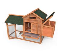 VOUNOT® Poulailler en Bois avec Pondoir et Perchoir Accueillant 2 Poules Poulailler 151 x 62 x 92cm avec Un Toit Imperméable et Porte verrouillable Idéal pour Poules Petits Animaux Lapins