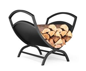 vounot® Range Bûche en Forme de X Porte Bûche en Métal pour Cheminée Intérieur Extérieur Support à Bois Base Stable et Robuste 40.5x32x33cm Noir