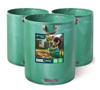 VOUNOT® Sacs à Déchets XXL 500Lx3 Sacs de jardin résistants Réutilisables avec Poignées Sac déchet en PP Pliables Sacs poubelle de jardin pour Feuilles Déchets Débris
