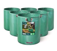 VOUNOT® Sacs à Déchets XXL 500Lx6 Sacs de jardin résistants Réutilisables avec Poignées Sac déchet en PP Pliables Sacs poubelle de jardin pour Feuilles Déchets Débris