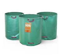 VOUNOT® Sacs de Jardin Extra Larges 500L Lot de 3 Sacs à Déchets Résistants en PP Robuste avec Poignées Renforcées pour Feuilles Branches Herbe et Déchets Végétaux