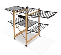 VOUNOT® Séchoir à linge pliable avec maille - étendoir mobile extensible - L180 x l61 x H105cm - acier inox - style bois noir