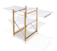 VOUNOT® Séchoir à linge pliable avec maille - étendoir mobile extensible - L180 x l61 x H105cm - acier inox - style bois blanc