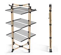 vounot® Séchoir à Linge Tour Pliable à 3 Niveaux Etendoir Linge Grande Capacité 25m de Séchage Séchoir Tancarville avec 4 roulettes 2 Ailes latérales pour Usage Intérieur et Extérieur Noir