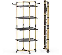 vounot® Séchoir à Linge Tour Pliable à 4 Niveaux 33m de Séchage Etendoir Linge Grande Capacité avec 4 roulettes 2 Ailes Latérales pour Usage Intérieur et Extérieur Noir