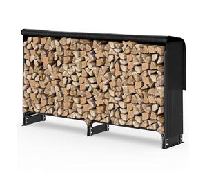 vounot® Serre Bûche 2m avec Housse de Protection Range Bûche en Métal Grande Capacité Rangement pour Bûches Serre bois Housse de Protection Intégrale Inclus Noir