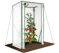 VOUNOT ® Serre de Jardin à Toit Incliné Serre à Tomate avec Grande Porte pour Légumes Plantes Fleurs Bâche PE Renforcée 135g/m2 Protéger Vos Plantes en Toutes Saisons 100x50x150cm Blanc