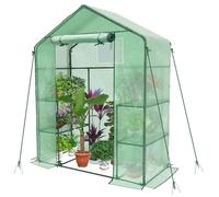 VOUNOT® Serre de jardin avec étagères 143x73x195cm vert - bâche renforcée 135g/m² - fenêtre moustiquaire - porte enroulable zippée