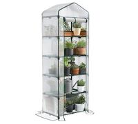 VOUNOT® Serre de Jardin PE avec Étagères 5 Niveaux Serre de Jardin pour Légumes Plantes Fleurs Bâche Renforcée 135g/m2 Protéger Vos Plantes en Toutes Saisons 69x49x193cm