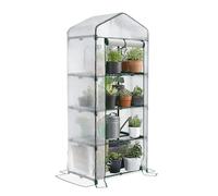 VOUNOT® Serre de Jardin PE avec Étagères 4 Niveaux Serre de Jardin pour Légumes Plantes Fleurs Bâche Renforcée 135g/m2 Protéger Vos Plantes en Toutes Saisons 69x49x160cm