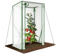 VOUNOT ® Serre de Jardin à Toit Incliné Serre à Tomate avec Grande Porte pour Légumes Plantes Fleurs Bâche PE Renforcée 135g/m2 Protéger Vos Plantes en Toutes Saisons 100x50x150cm Blanc