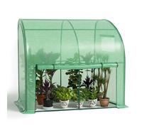 VOUNOT® Serre d'hivernage murale adossée 200x100x180cm vert - bâche PE imperméable et anti-UV - pour balcon terrasse jardin