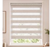 VOUNOT® Store Enrouleur Jour Nuit 90x150 cm sans Perçage pour Fenêtre Lin | Tissu Double, Protection Solaire et Intimité, Montage avec/sans Perçage, pour Chambre Salon et Bureau
