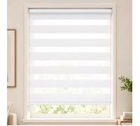 VOUNOT® Store enrouleur jour/nuit zébré - 80 x 150 cm - Blanc - Sans perçage ou avec