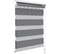 vounot Store Enrouleur Jour Nuit Tissu Double avec ou sans Perçage 80x150cm Protection de Votre Vie Privée Rideau pour Fenêtres et Portes Store Chambre Facile à Installer avec Clips Gris