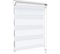 vounot Store Enrouleur Jour Nuit Tissu Double avec ou sans Perçage 90x150cm Protection de Votre Vie Privée Rideau pour Fenêtres et Portes Store Chambre Facile à Installer avec Clips Blanc