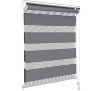 Vounot Store enrouleur jour/nuit double 90x150 cm tissu – Avec ou sans perçage Gris