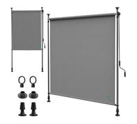 VOUNOT® Store Vertical sans Perçage 100 x 310 cm Extensible avec Manivelle Store Extérieur Protection Solaire Résistant aux Intempéries et UV Brise Vue pour Balcon Terrasse Jardin Gris