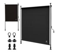 VOUNOT® Store Vertical sans Perçage 120 x 310 cm Extensible avec Manivelle Store Extérieur Protection Solaire Résistant aux Intempéries et UV Brise Vue pour Balcon Terrasse Jardin Anthracite
