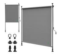 VOUNOT® Store Vertical sans Perçage 200 x 310 cm Extensible avec Manivelle Store Extérieur Protection Solaire Résistant aux Intempéries et UV Brise Vue pour Balcon Terrasse Jardin Gris