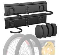 VOUNOT® Support mural rangement pour 4 velos et 2 casques rails et crochets metal noir
