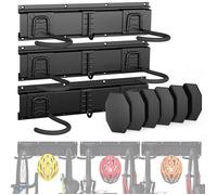 VOUNOT® Support mural rangement pour 6 velos et 3 casques rails et crochets metal noir