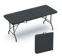 VOUNOT Table de camping pique nique pliable 180cm HDPE polyrotin noire