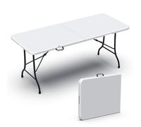 VOUNOT® Table de camping pique nique pliable 180x75x72cm - HDPE - 8 Places - Blanc