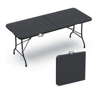 VOUNOT® Table de camping pique nique pliable 180x75x72cm - HDPE - 8 Places - Noir