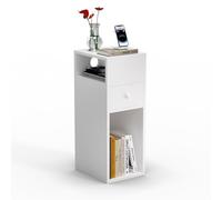vounot® Table de Chevet Étroite 25x30x66cm Chevet de Lit avec 2 Compartiments Ouverts et 1 Tiroir Table de Nuit Moderne pour Chambre à Coucher et Salon Blanc