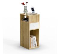 vounot® Table de Chevet Étroite 25x30x66cm Chevet de Lit avec 2 Compartiments Ouverts et 1 Tiroir Table de Nuit Moderne pour Chambre à Coucher et Salon Naturel